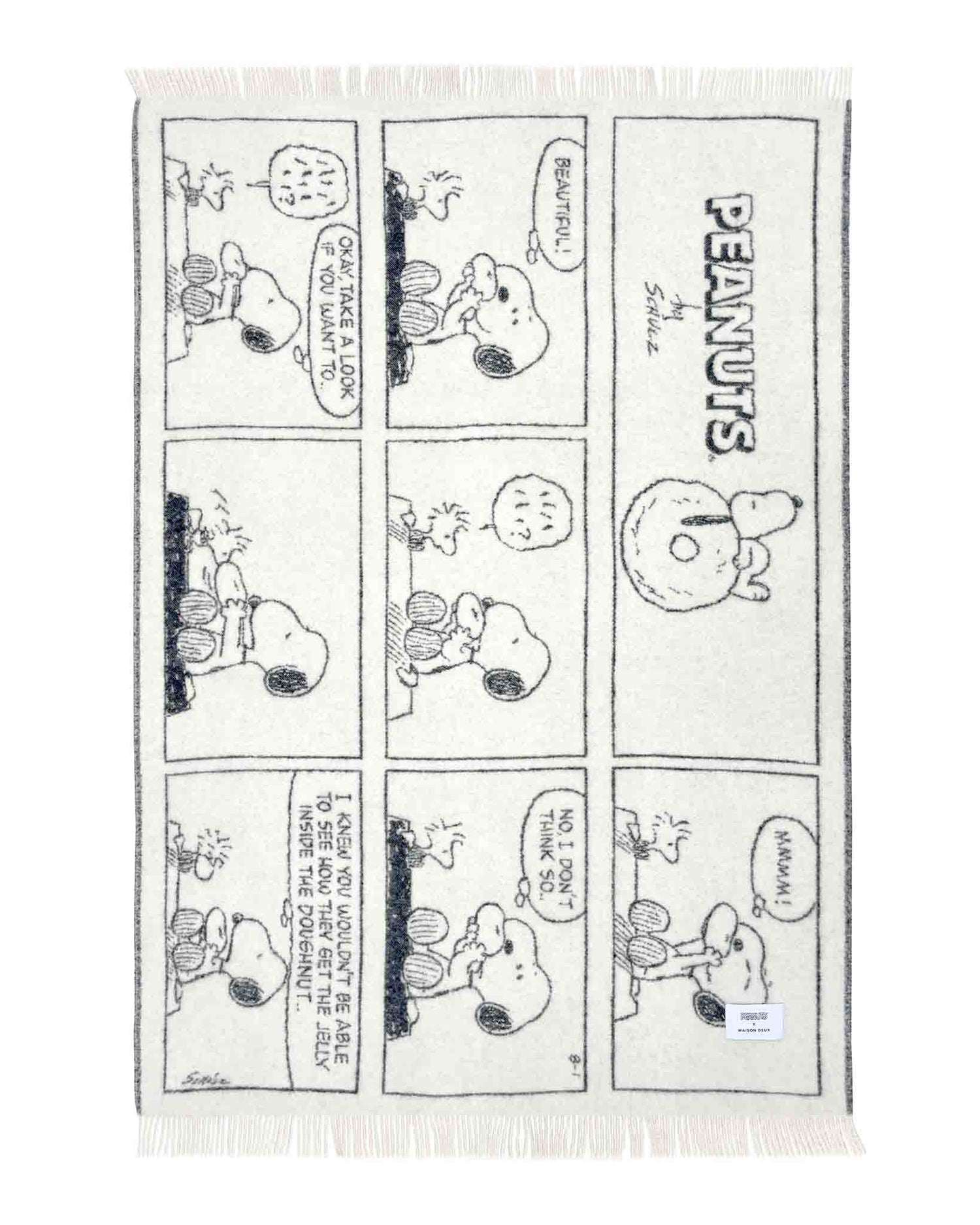 Wolldecke von Maison Deux mit Comicaufdruck von Snoopy und Woodstock - Ansicht des Comics 