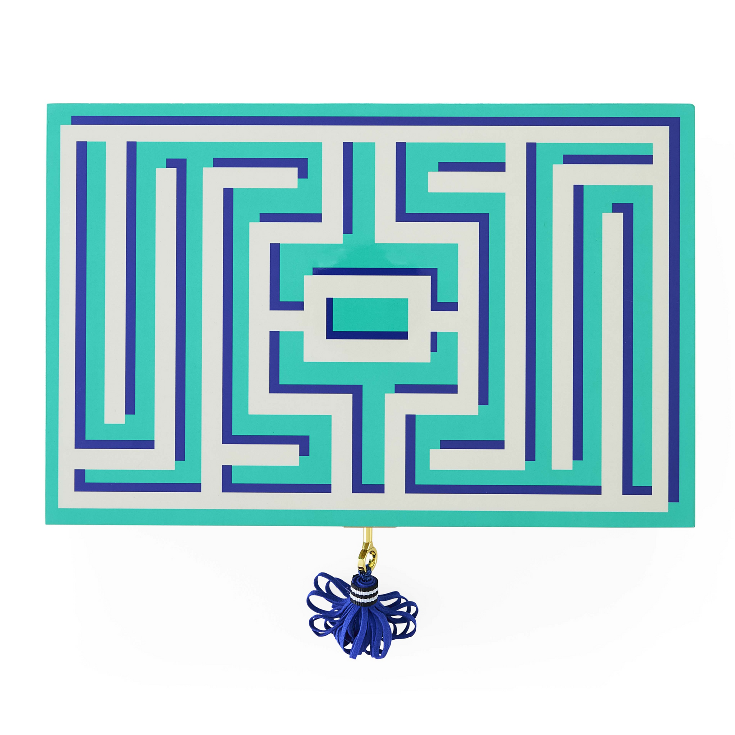 Glänzende Jonathan Adler Jewelry Box mit geometrischem Design in Türkistönen