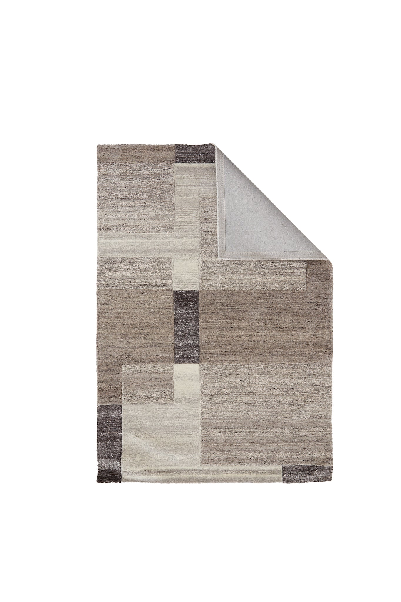 Rechteckiger Teppich mit beige-brauner Melierung