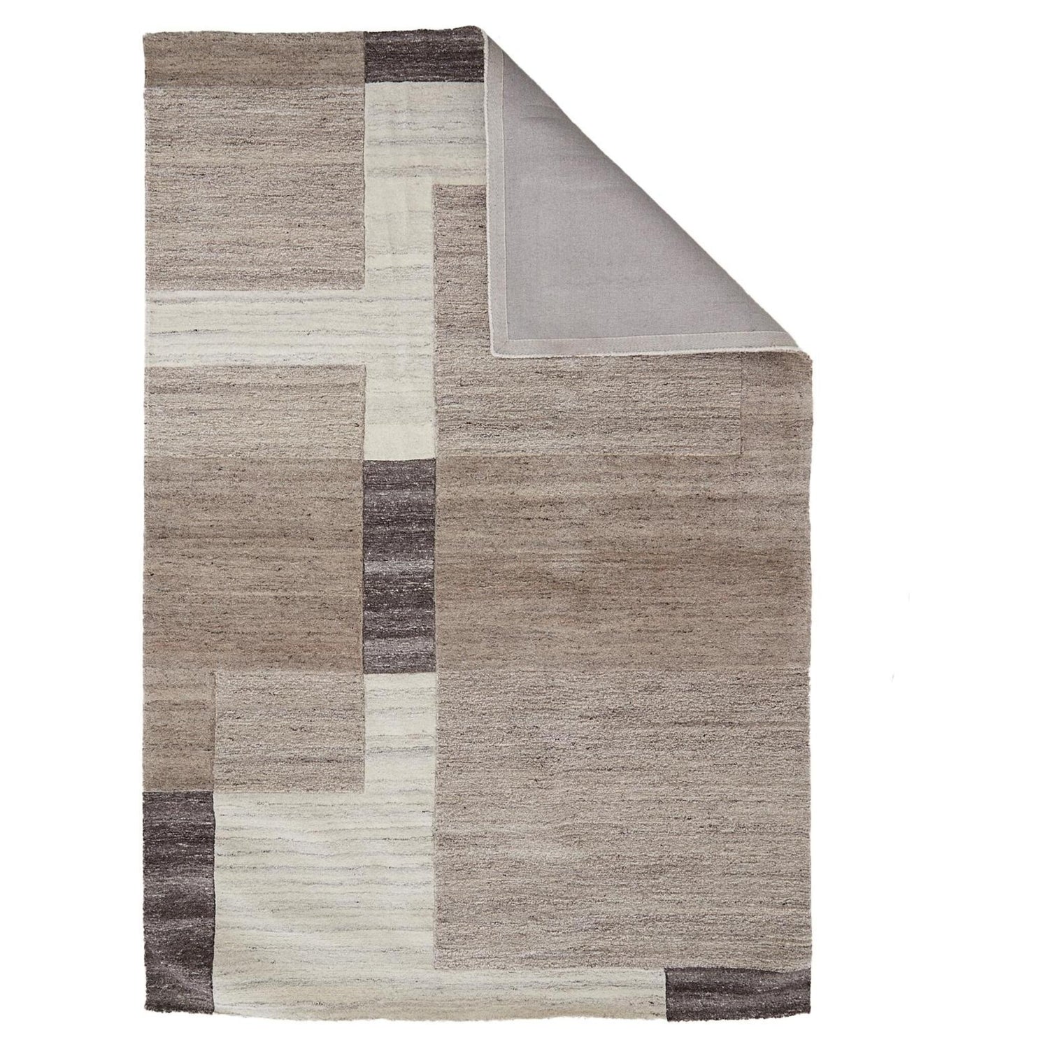 Rechteckiger Teppich in beige-brauner Melierung