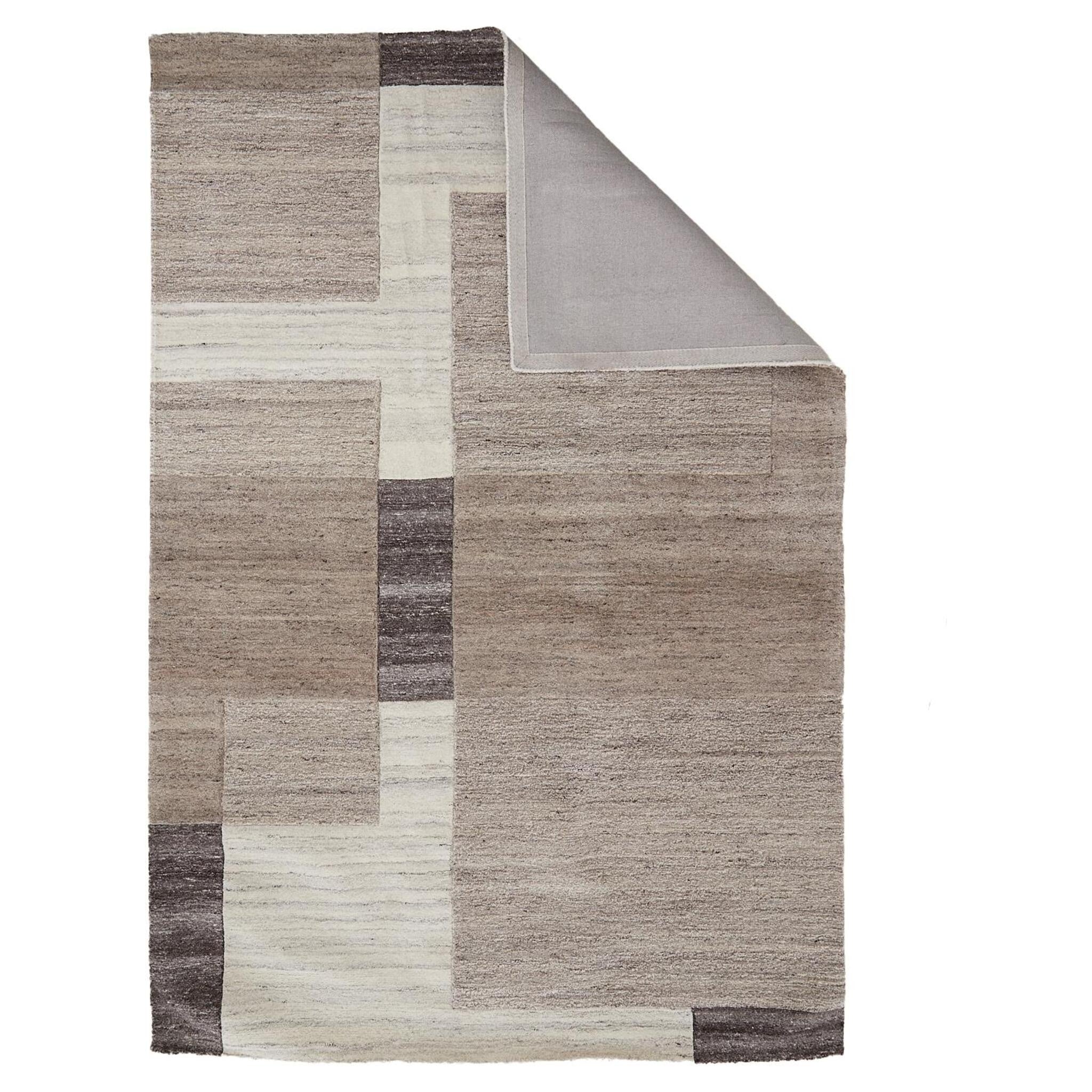 Rechteckiger Teppich in beige-brauner Melierung