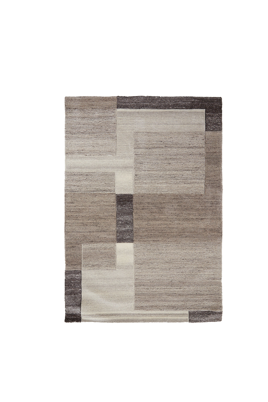 Wollteppich 160×230 cm in Beige und Dunkelbraun