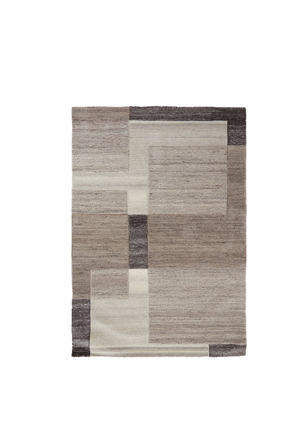 Wollteppich 160×230 cm in Beige und Dunkelbraun