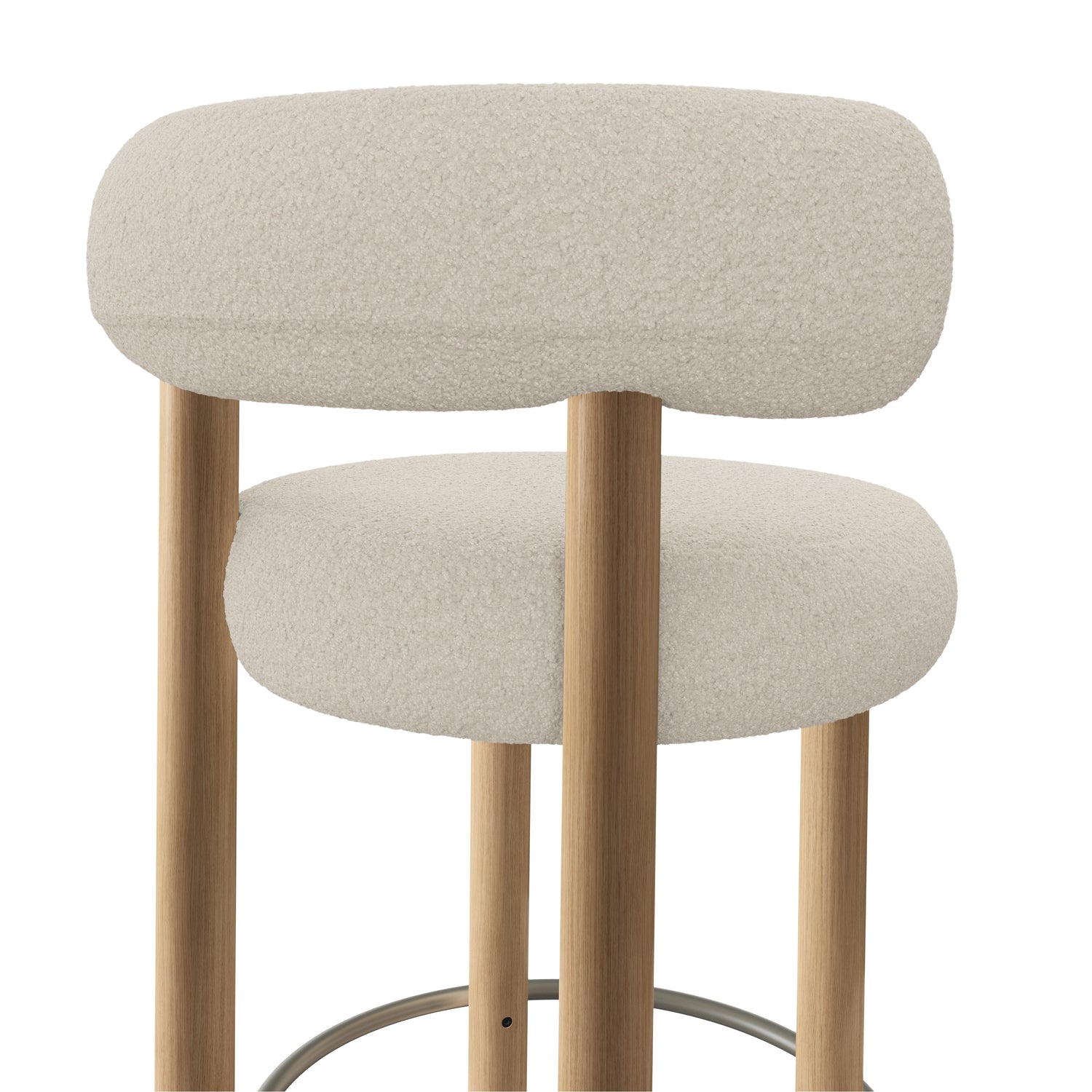 Fat 75cm Bar Stool – Natural Wood &amp; Bouclé Bright White von Tom Dixon