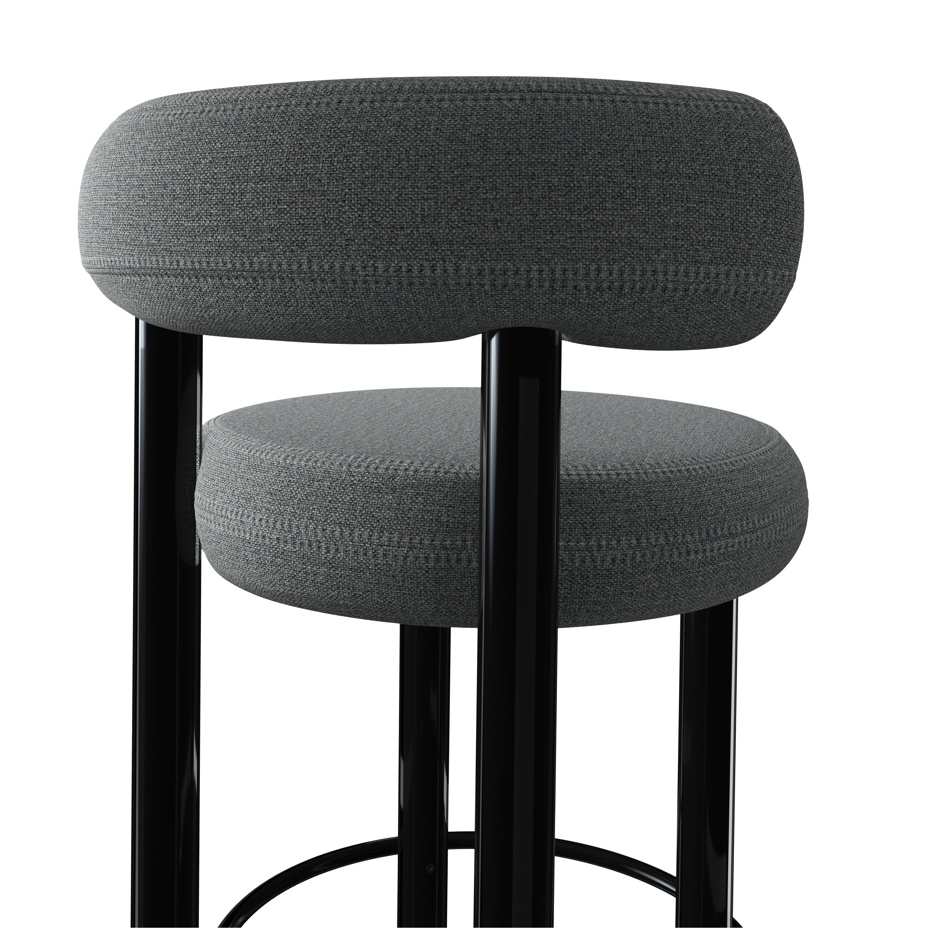 Fat Bar Stool 75 cm – Barhocker mit schwarzem Stahlgestell &amp; Kvadrat Hallingdal Mid Grey von Tom Dixon