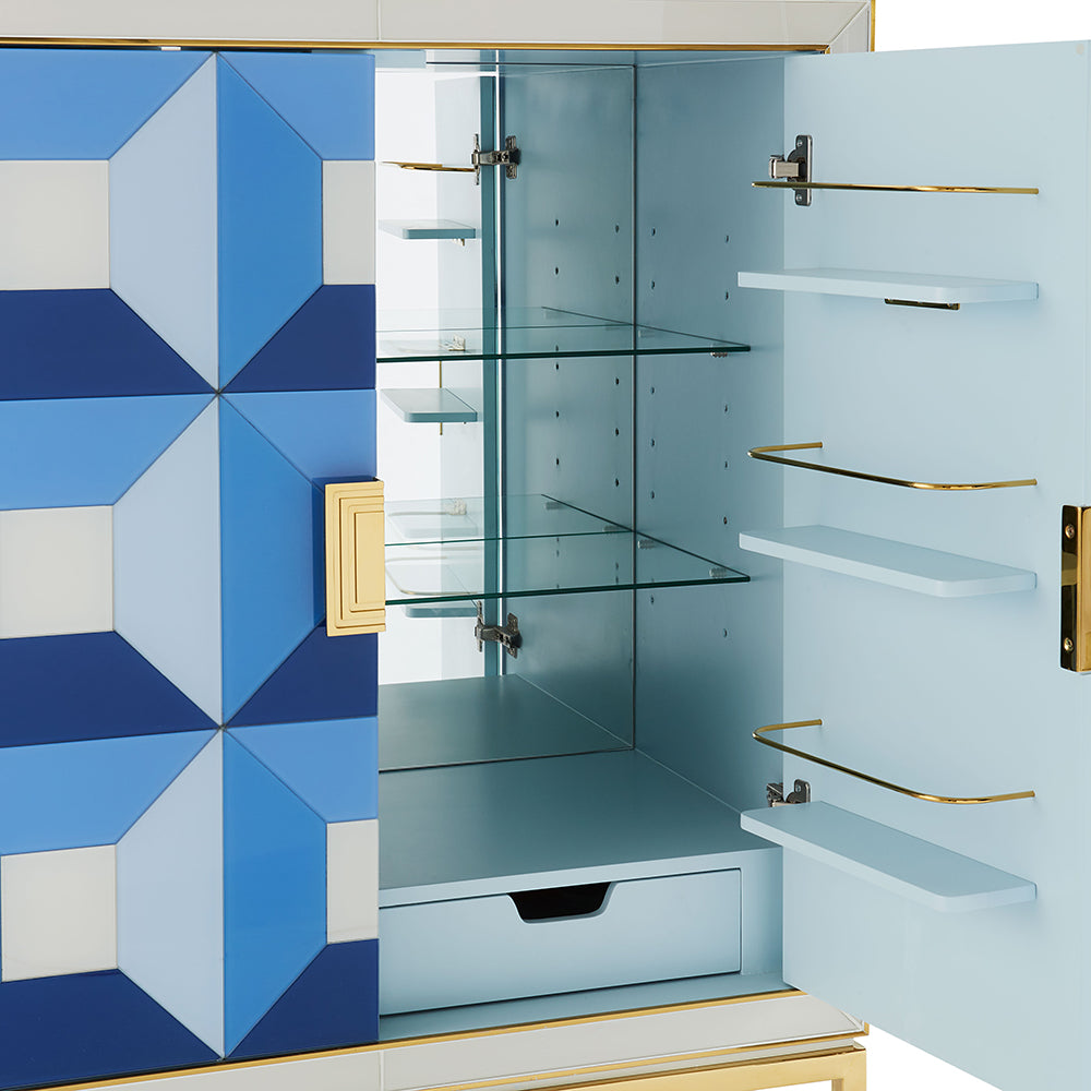 Barschrank kit SORRENTO in blau, gold von Jonathan Adler