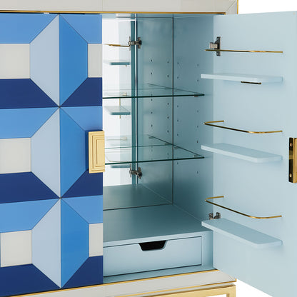 Barschrank kit SORRENTO in blau, gold von Jonathan Adler