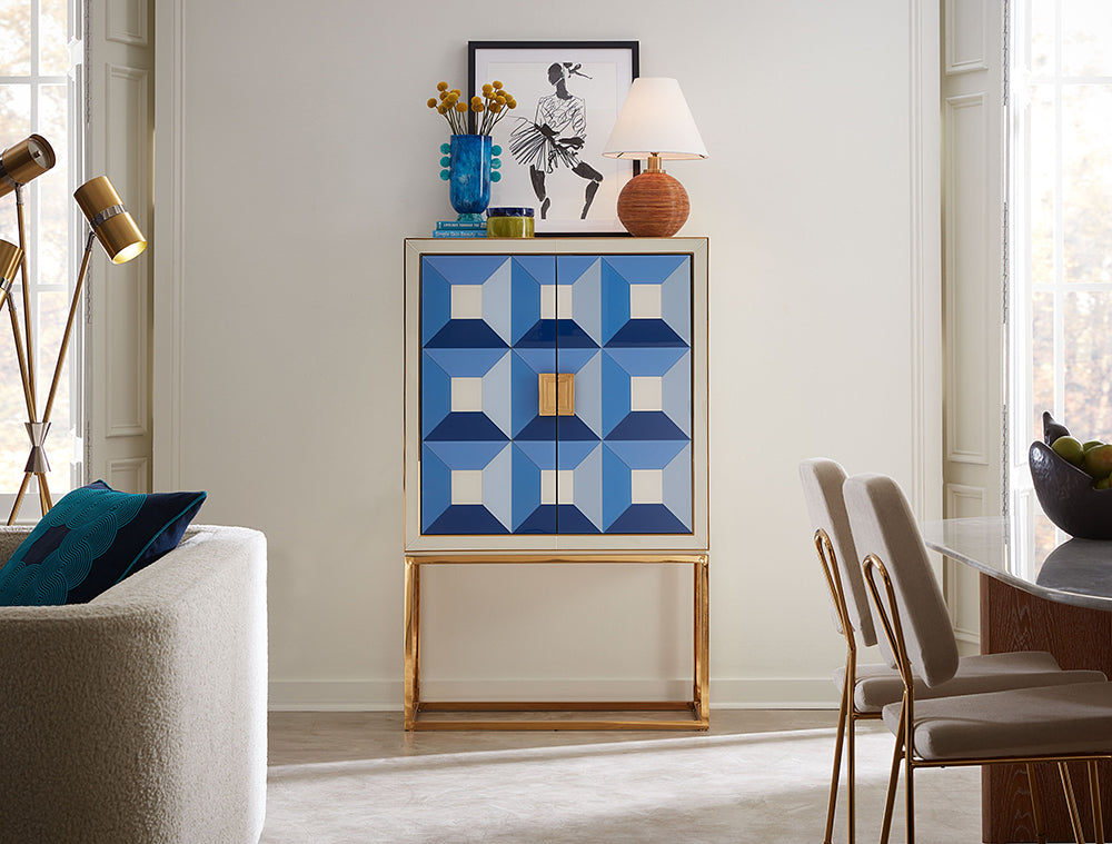 Barschrank kit SORRENTO in blau, gold von Jonathan Adler