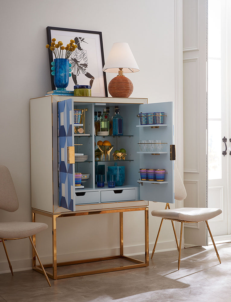 Barschrank kit SORRENTO in blau, gold von Jonathan Adler