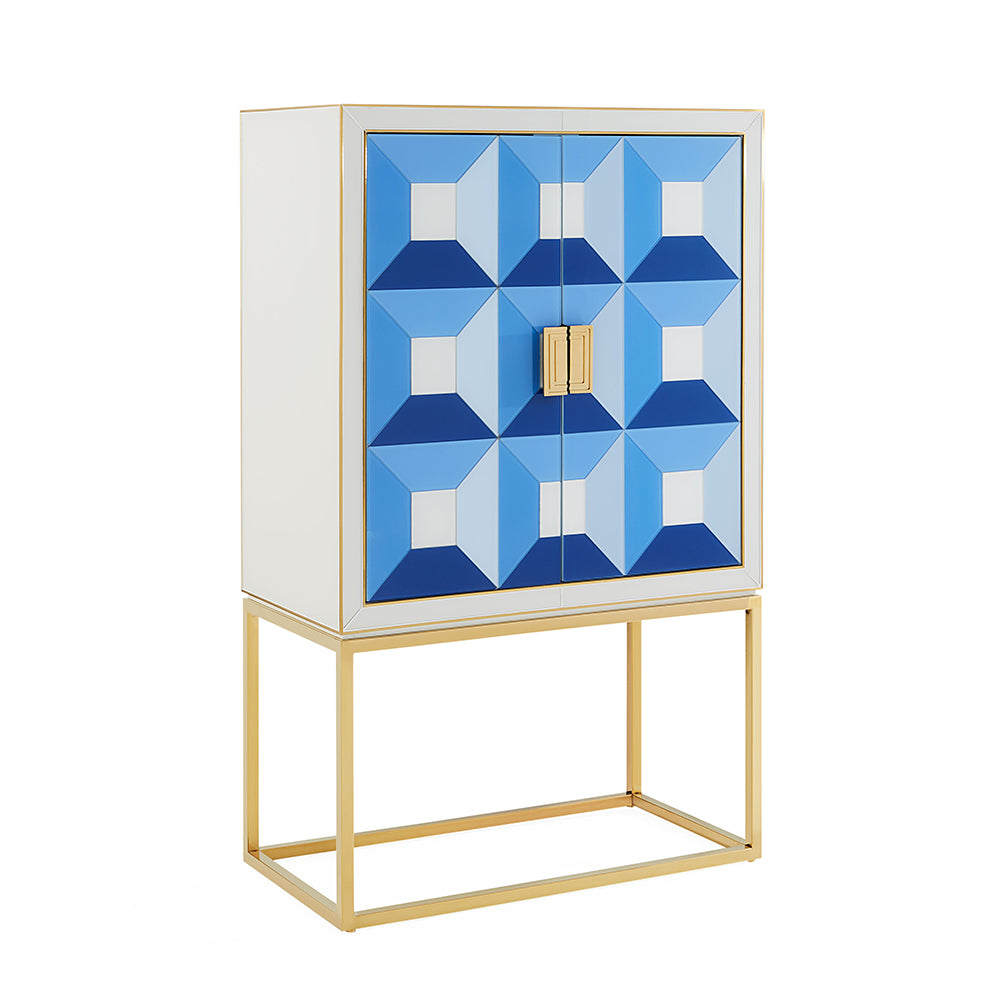 Barschrank kit SORRENTO in blau, gold von Jonathan Adler