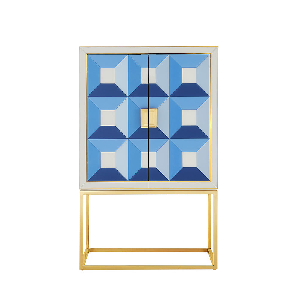 Barschrank kit SORRENTO in blau, gold von Jonathan Adler