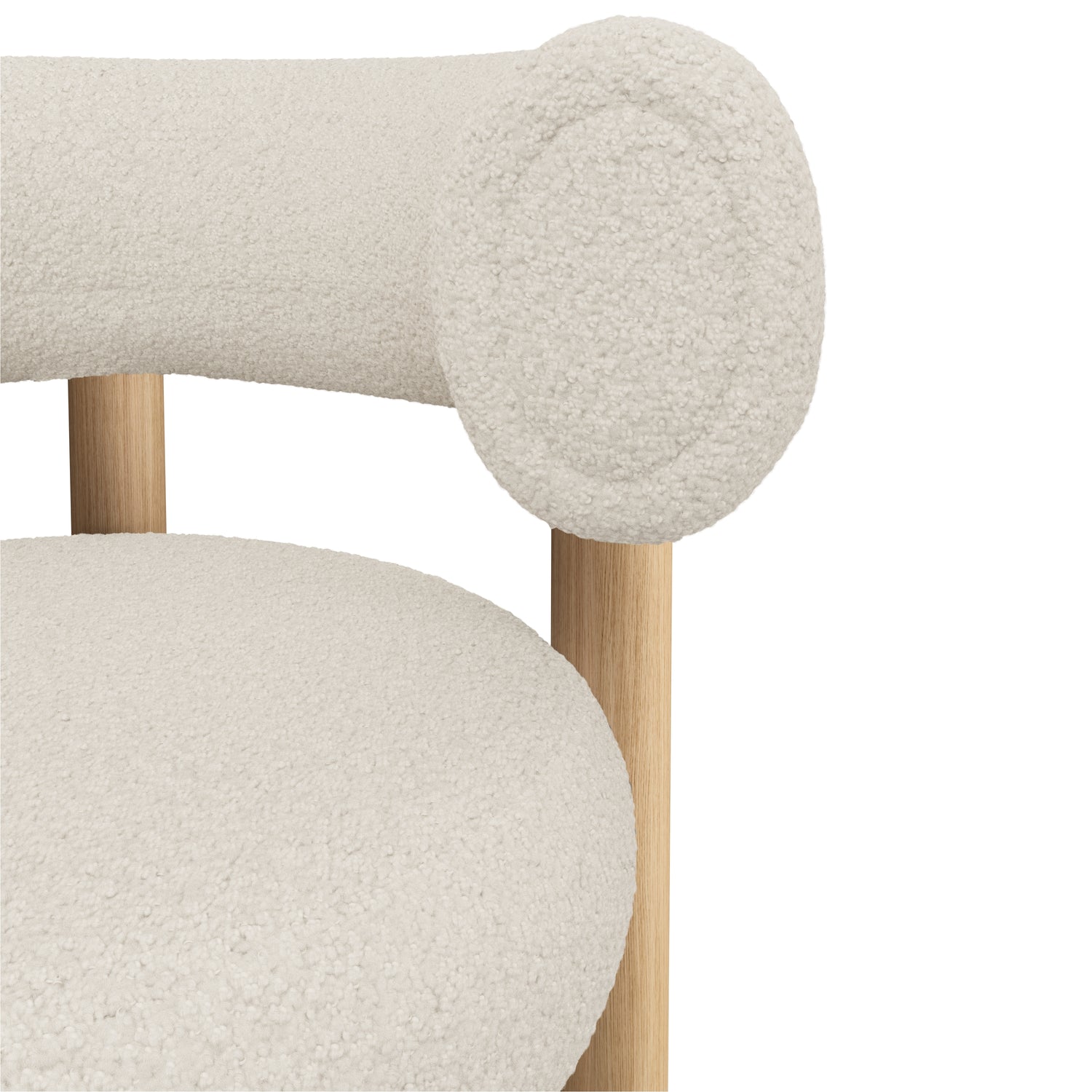 weisser Boucle Stoff und Holzfüsse - Barhocker Fat von Tom Dixon