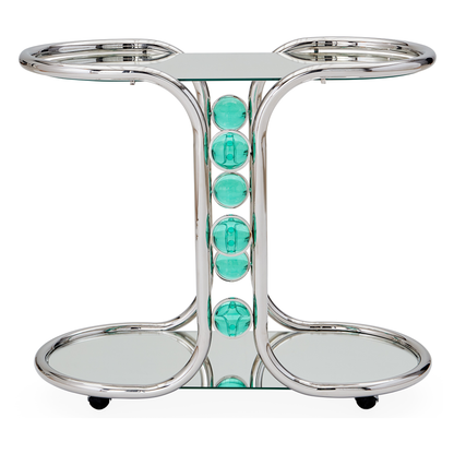 Moderner Barwagen aus Nickel und Glas von Jonathan Adler.