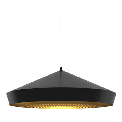 Skulpturale Beat Pendelleuchte von Tom Dixon mit LED Ring in schwarzem Metall, modern hängend in zeitgenössischem Interior