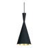 Handgefertigte Beat Tall Pendelleuchte von Tom Dixon aus mattschwarzem Messing mit goldenem Innenraum, hängend in modernem Interieur