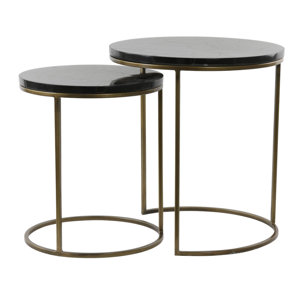 Beistelltisch-Set SOBRINA schwarz+bronze Ø40x45 Ø50x52cm