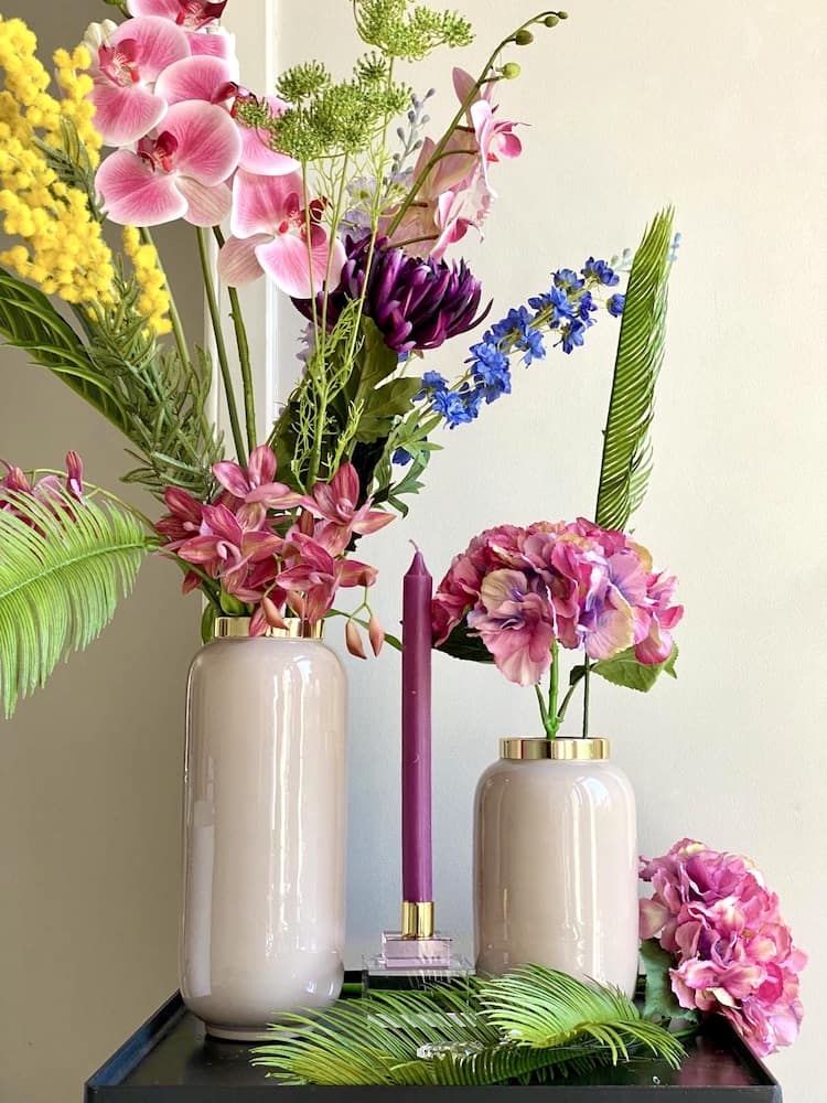 Vase SAIGON rosa + Kerzenhalter DIOPTICS