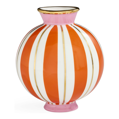 Orange-weiße Vase mit goldenen Akzenten von Jonathan Adler.