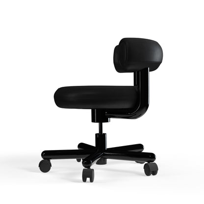 Fat Work Chair Black Leather – Gepolsterter Design Bürostuhl mit Rollen