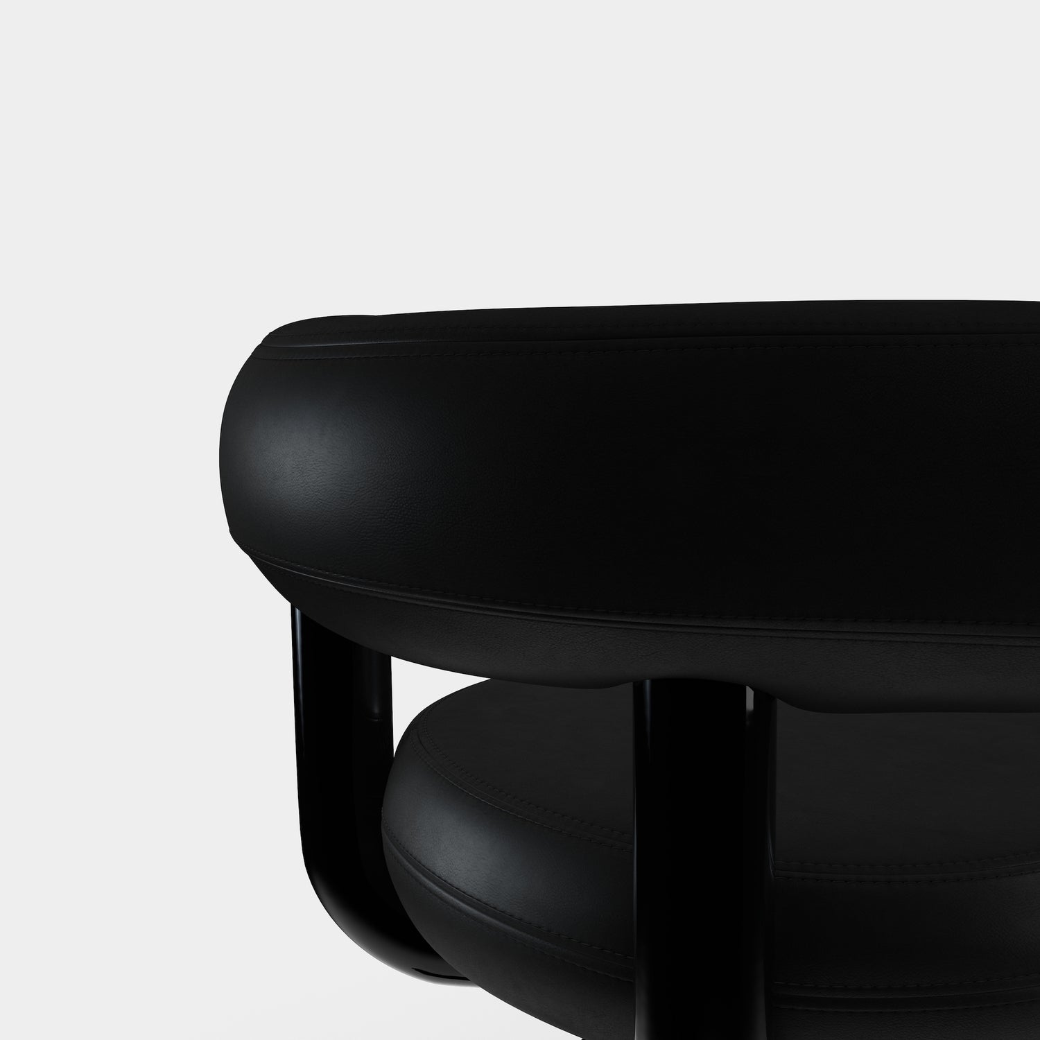 Fat Work Chair Black Leather – Gepolsterter Design Bürostuhl mit Rollen