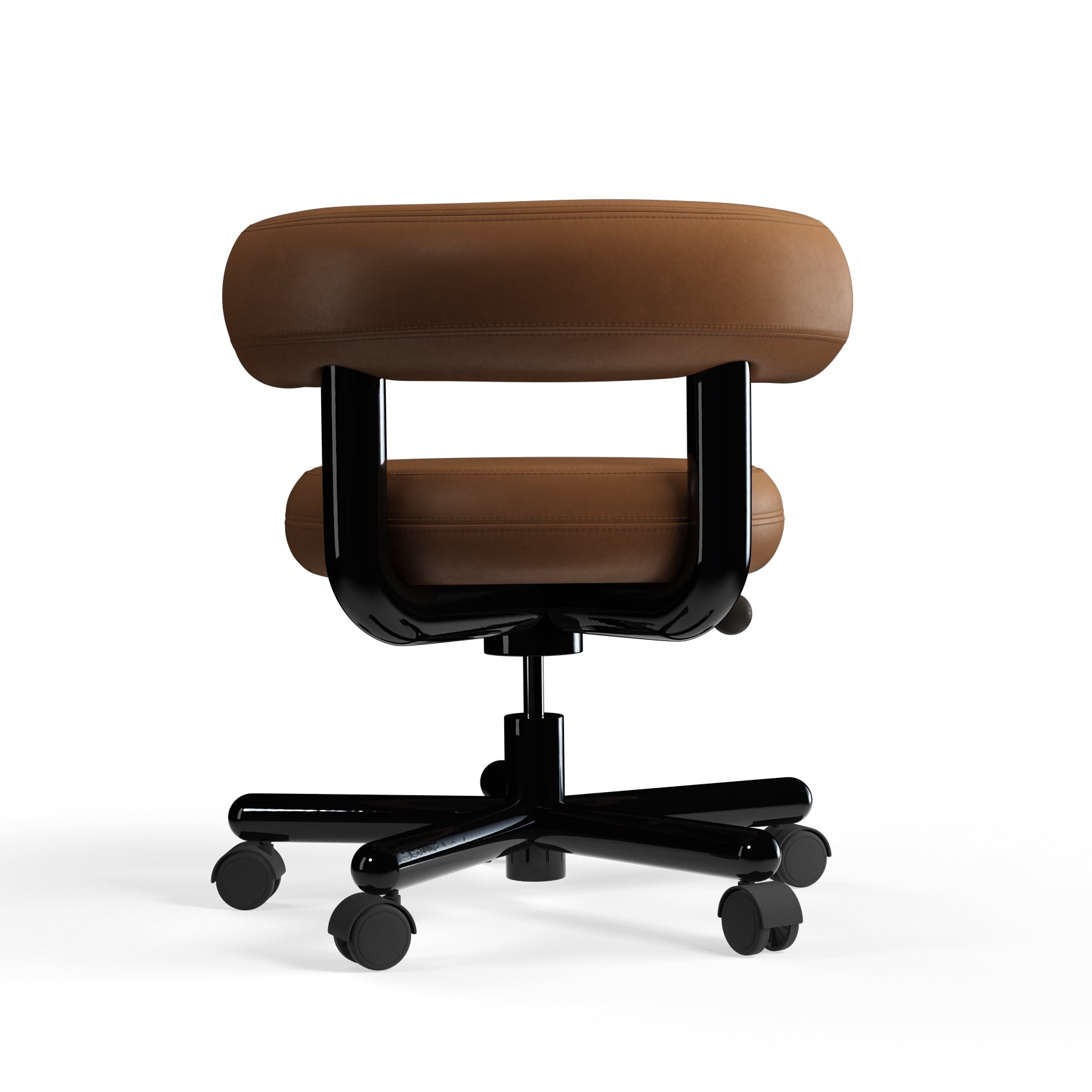 Fat Work Chair Cognac Leder – Gepolsterter Design Bürostuhl mit Rollen