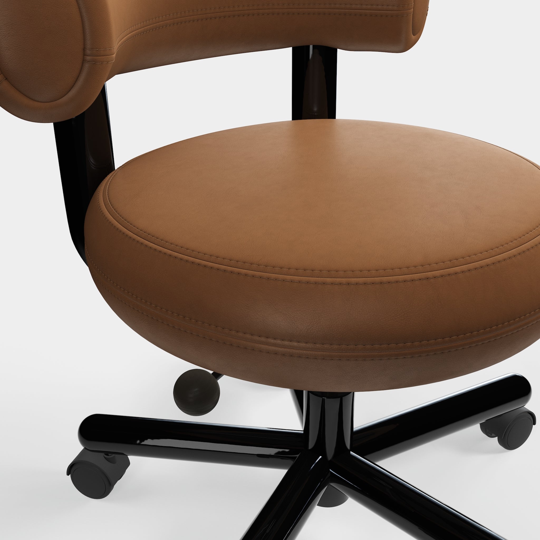 Fat Work Chair Cognac Leder – Gepolsterter Design Bürostuhl mit Rollen