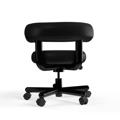 Fat Work Chair Black Leather – Gepolsterter Design Bürostuhl mit Rollen
