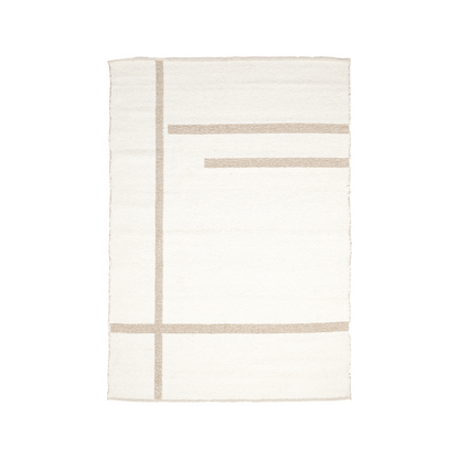 Wollteppich 160×230 cm in Creme mit Jutestreifen