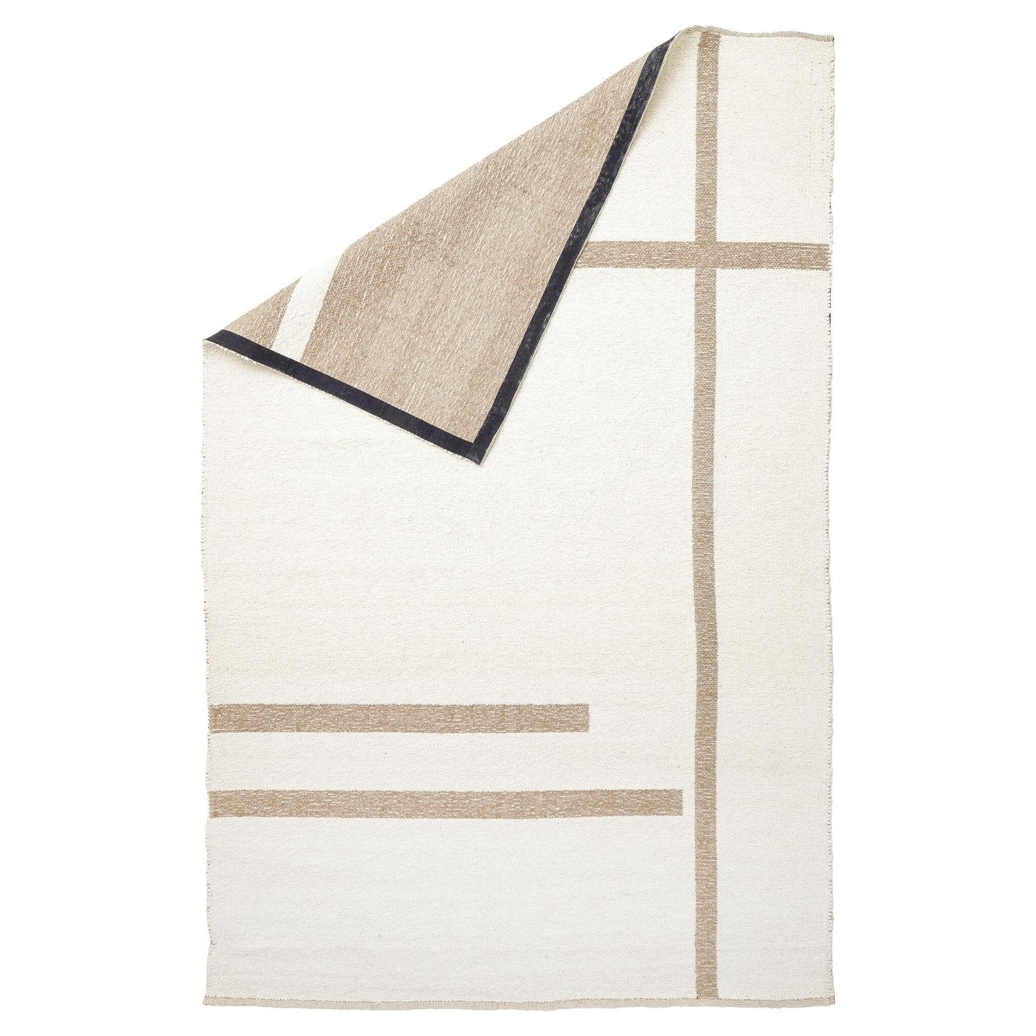 Großer cremefarbener Teppich mit grafischem Design