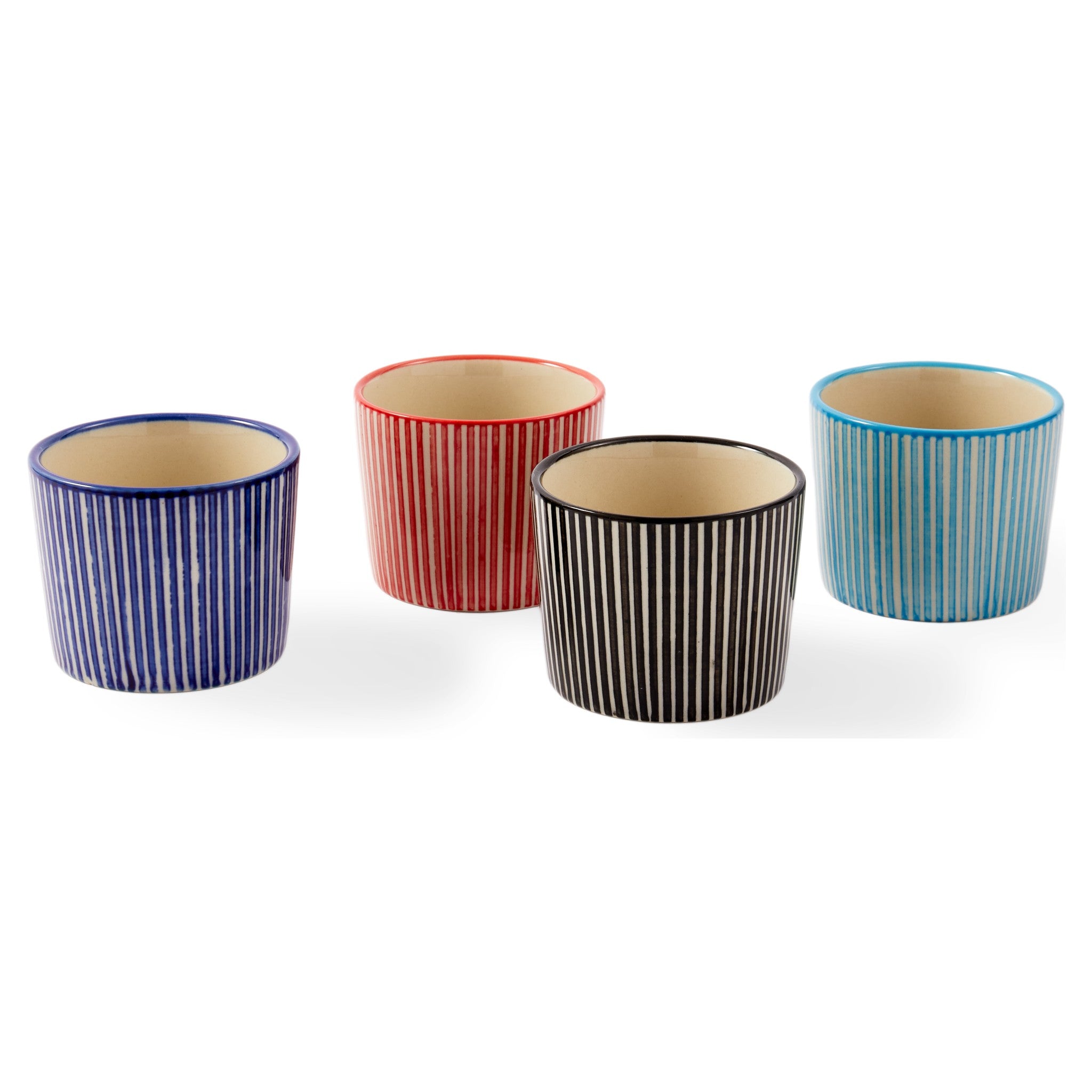 Marine Striped Espresso Cups Set, bunte Espressotassen aus Steinzeug