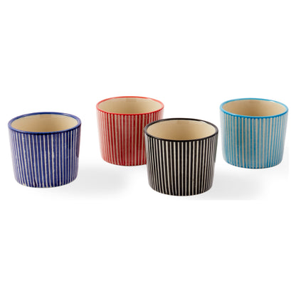Marine Striped Espresso Cups Set, bunte Espressotassen aus Steinzeug