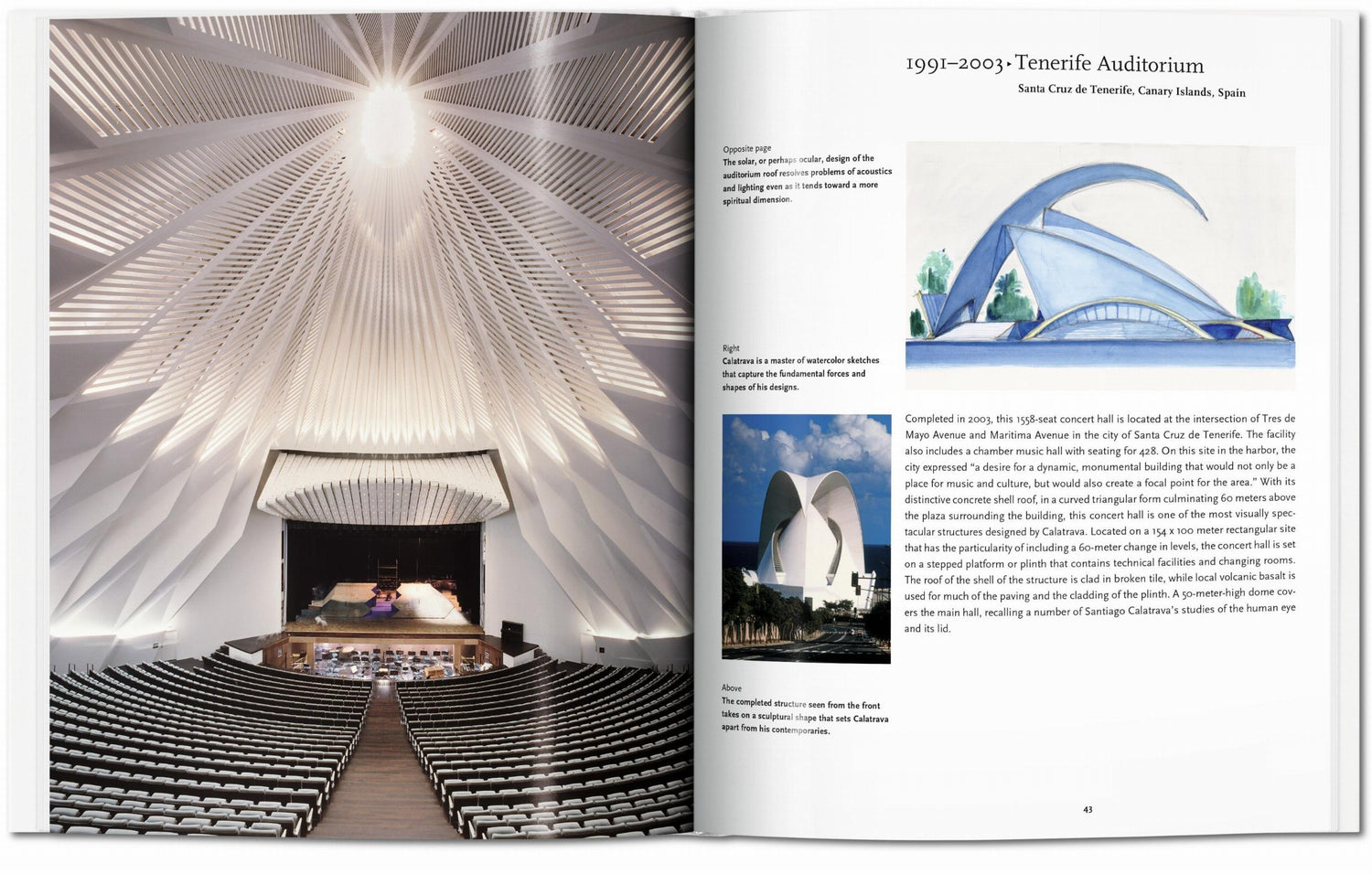 Architekturbuch über die wichtigsten Projekte von Santiago Calatrava aus verschiedenen Ländern.