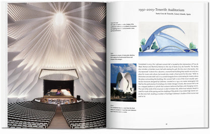 Architekturbuch über die wichtigsten Projekte von Santiago Calatrava aus verschiedenen Ländern.