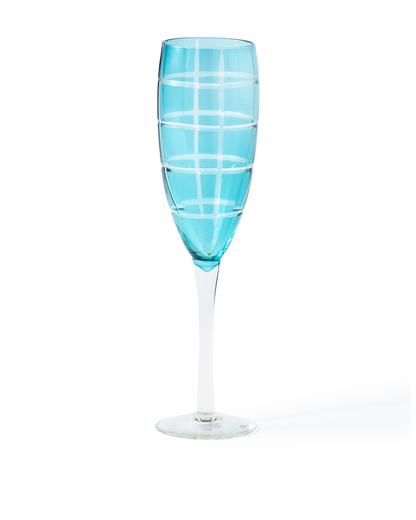 Champagnerglas CUTTINGS aqua-blau