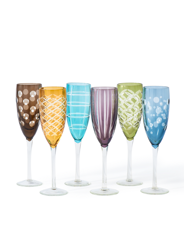 Champagnergläser 6er-Set CUTTINGS mehrfarbig