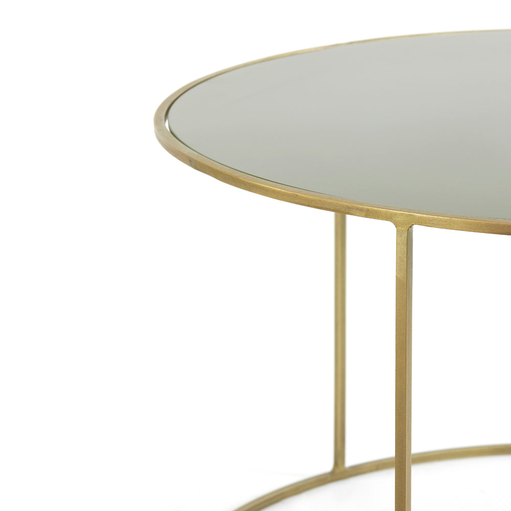 Couchtisch Detail Tischplatte Tischbein grün / bronze