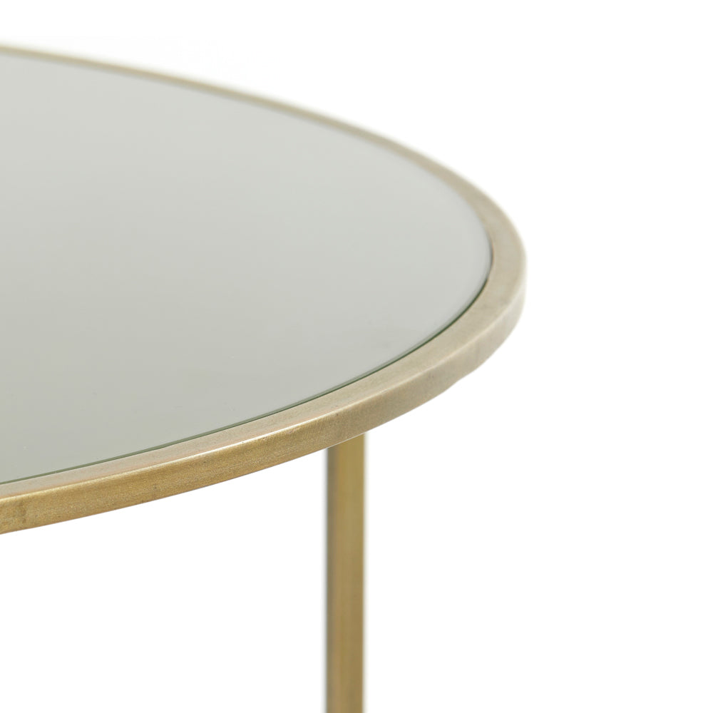 Couchtisch Detail Tischplatte / Tischbein grün / bronze