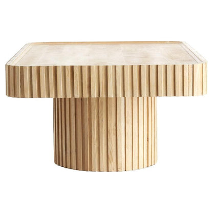Rechteckiger Couchtisch aus Mangoholz mit Rillenstruktur