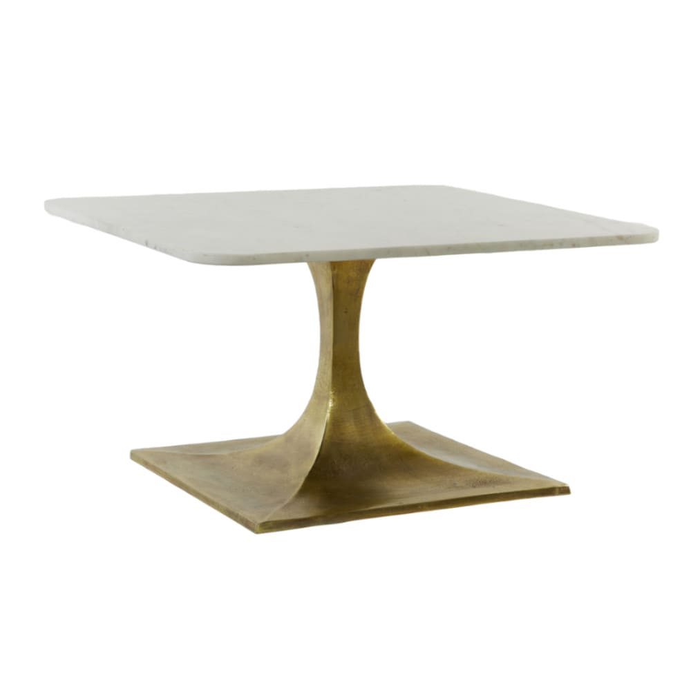 Couchtisch RICKARD Marmor weiß+antik Bronze 70x70x39cm