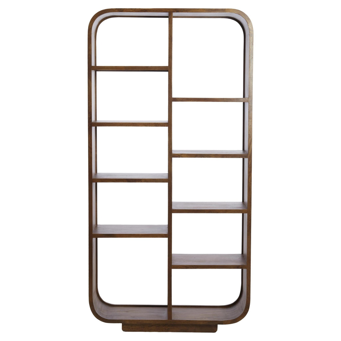 Breites Hochregal aus geöltem Holz in warmem Braun