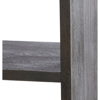 Offenes Holzregal mit mehreren Ebenen in dunklem Rotbraun