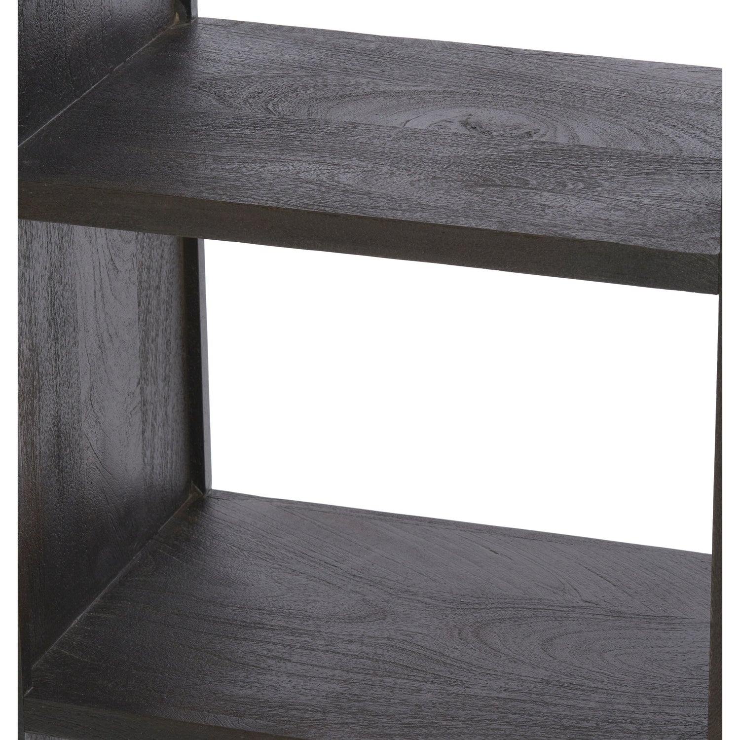 Schlankes Designerregal aus Holz in warmer Farbgebung