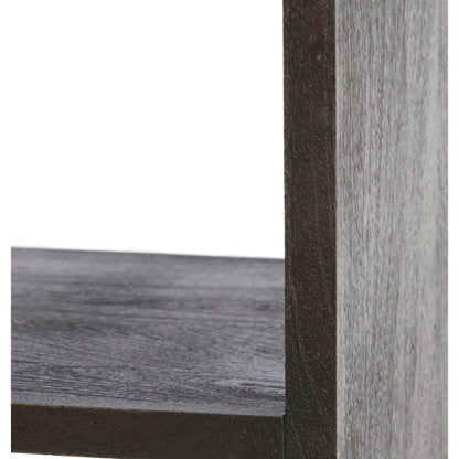 Stilvolles Holzregal in matt dunkel rotbrauner Oberfläche