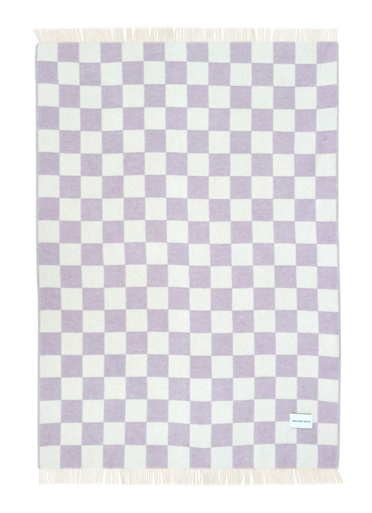 Decke Schachbrettmuster Lila-Weiß von Maison Deux