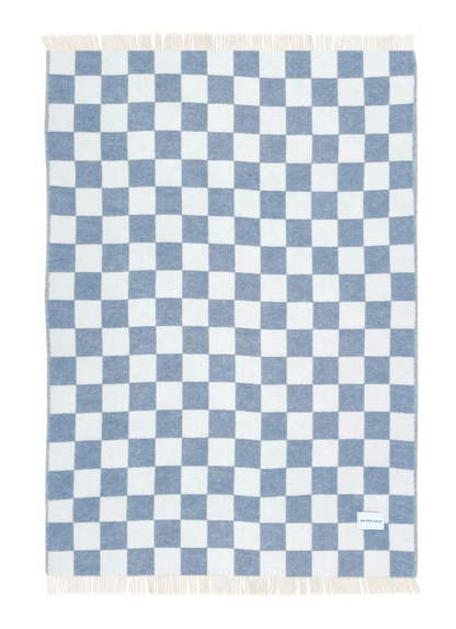 Decke Schachbrettmuster Denim-Weiß von Maison Deux