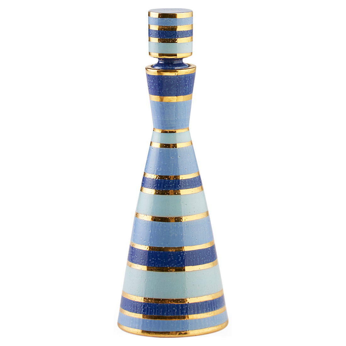 Stilvolle Chroma Small Decanter von Jonathan Adler in Blau und Gold.