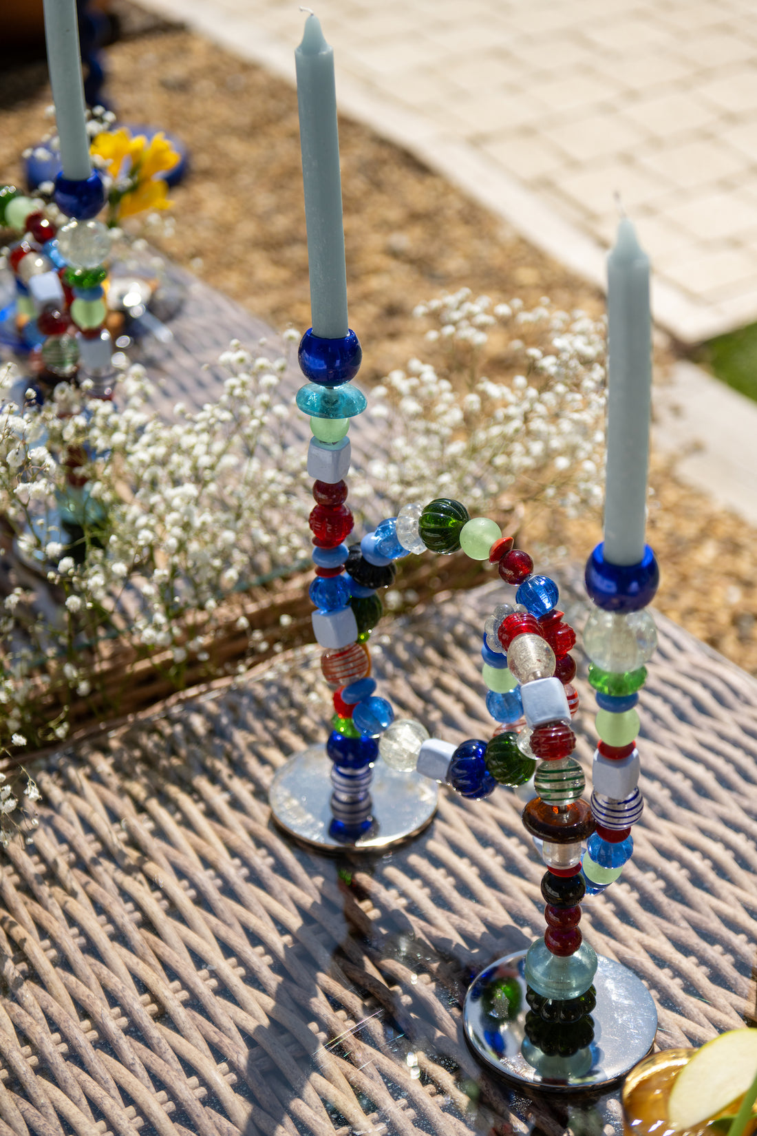 Candle holder BEADS colorful 33x12x38 cm