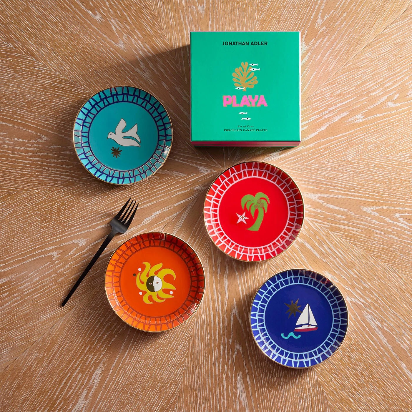 Jonathan Adler Playa Teller Set – kleine Dessertteller aus Porzellan – Gutraum 8