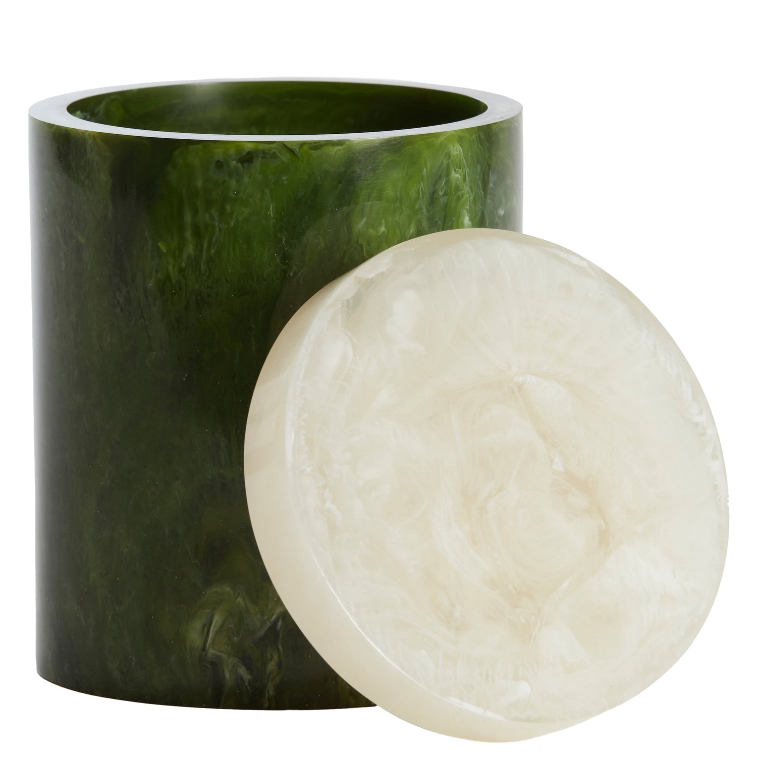 Aufbewahrungsbox mit Deckel KELIMUTU Ø13x17 cm – Grün &amp; Weiß