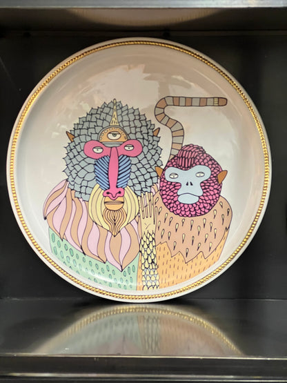 PRIMATES decorative plate from Bosa, ceramic, G2, ø40 cm 